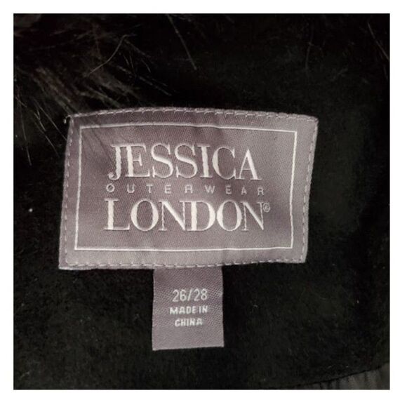 NWT Jessica London BLK Faux Fur Trim Wool Blend Cape Coat Plus Sz 26/28 Classic - Picture 8 of 11